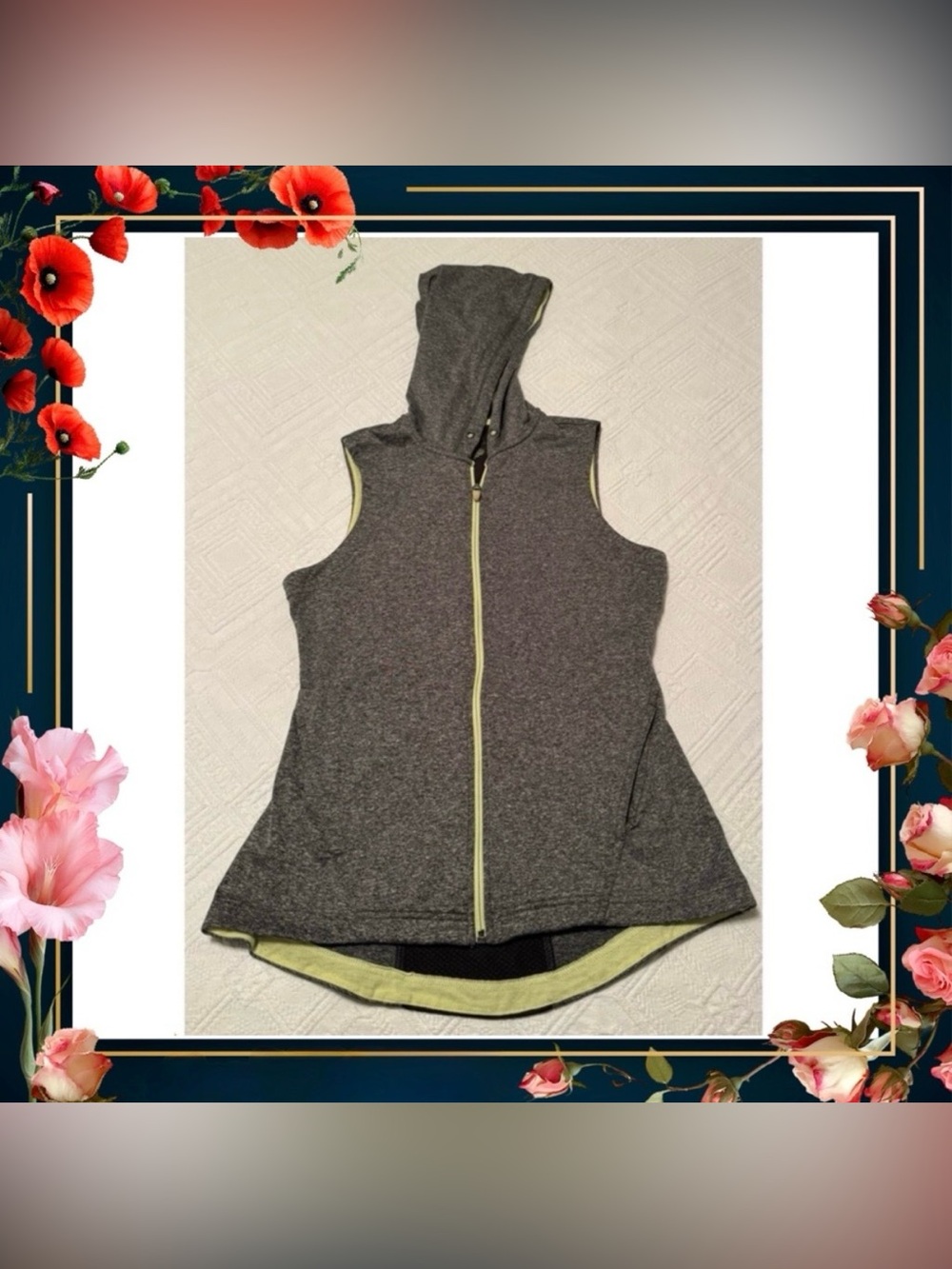 Jacket hoodie vest - sleeveless - Tek Gear Warm Gear - gray and neon - small - Picture 1 of 12
